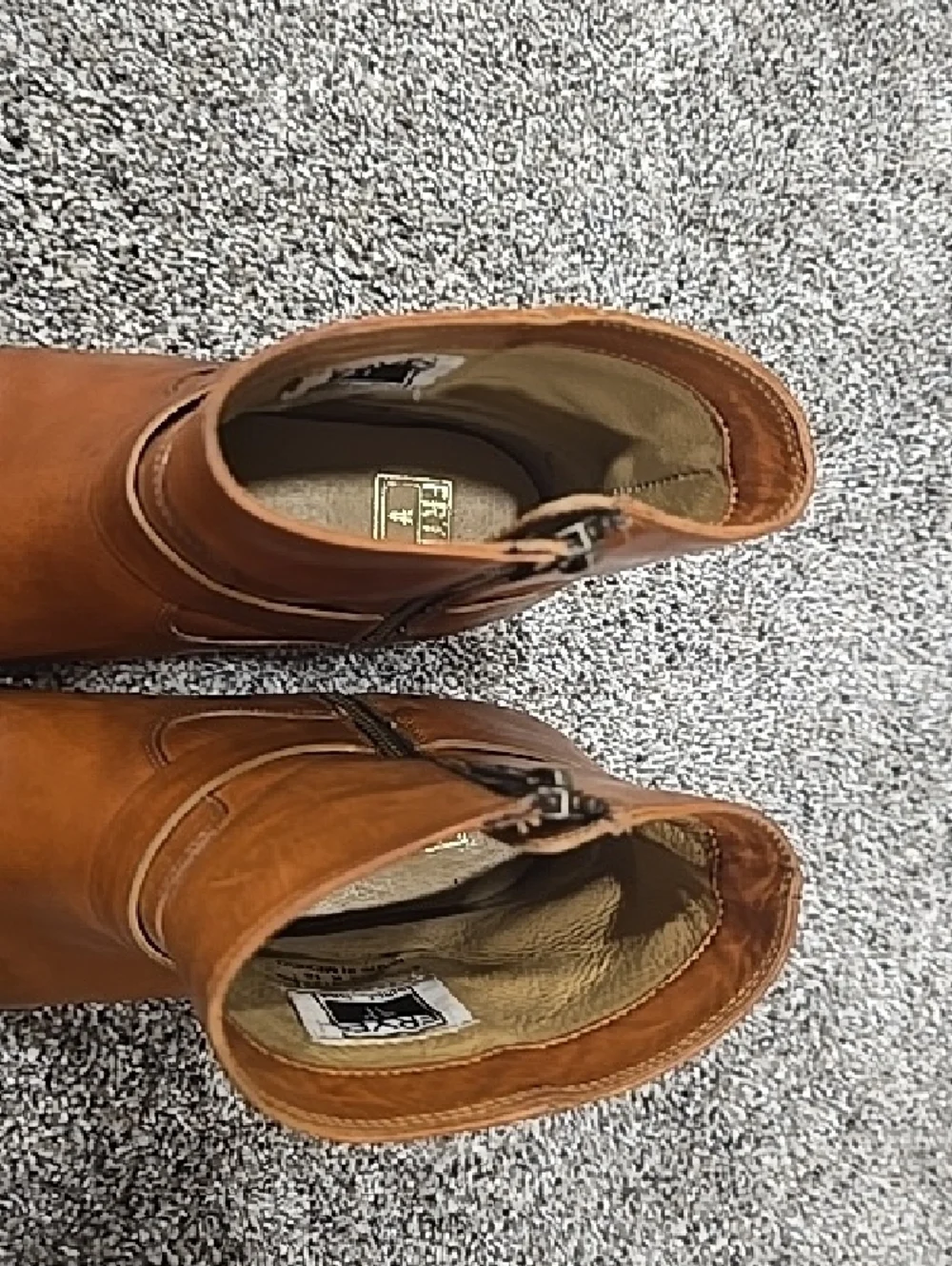 Frye Dara Cognac Leather Chukka Biker Boots with Side Zip